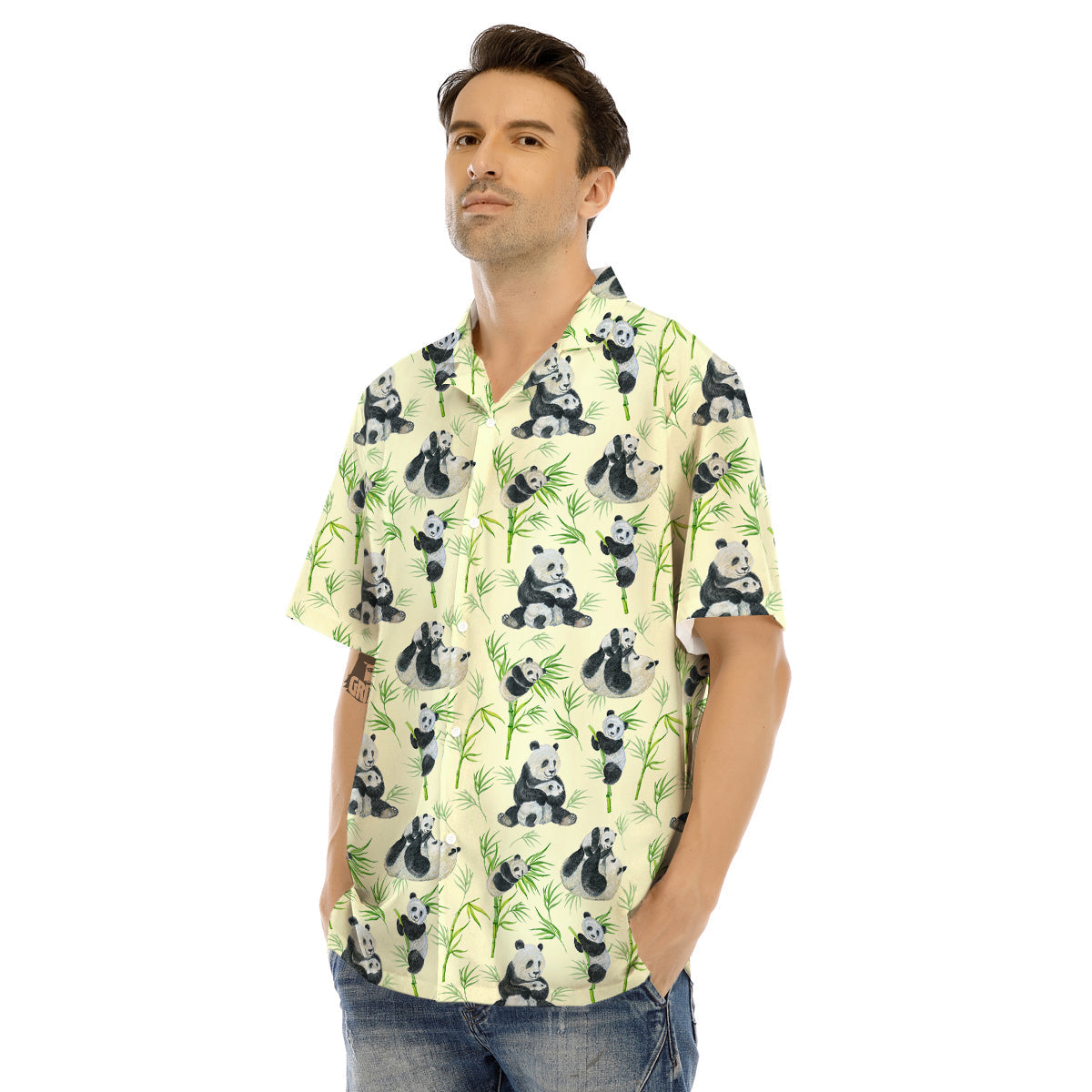 Panda Bamboo And Baby Print Pattern Men's Hawaiian Shirt-grizzshop