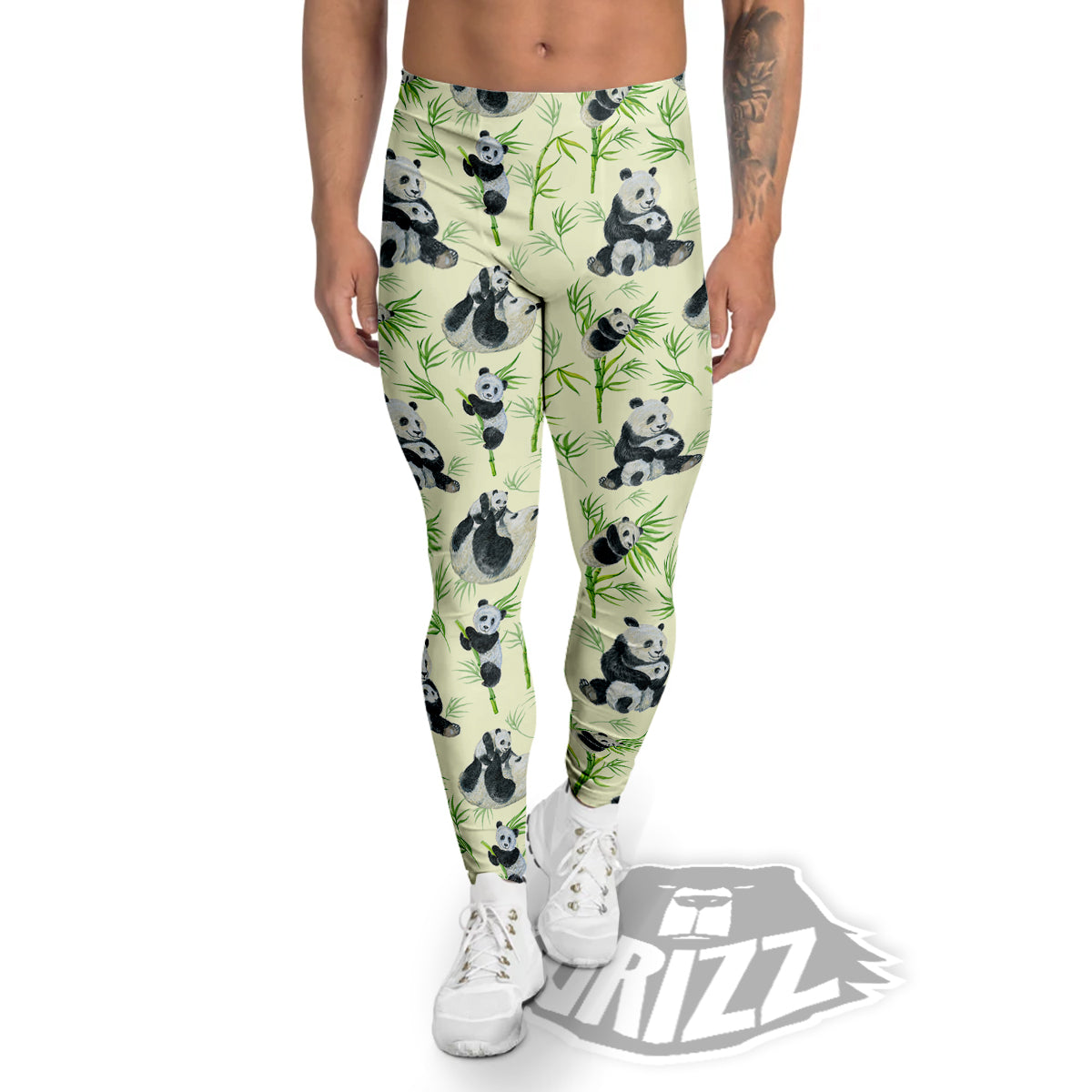 Panda Bamboo And Baby Print Pattern Men's Leggings-grizzshop