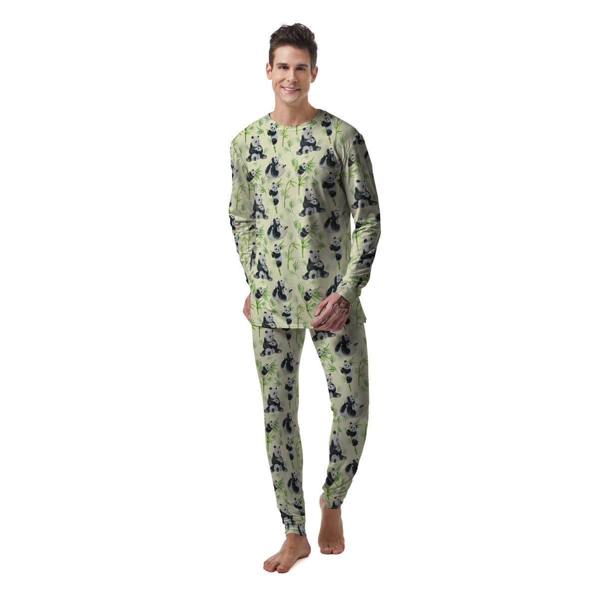 Panda Bamboo And Baby Print Pattern Men's Pajamas-grizzshop