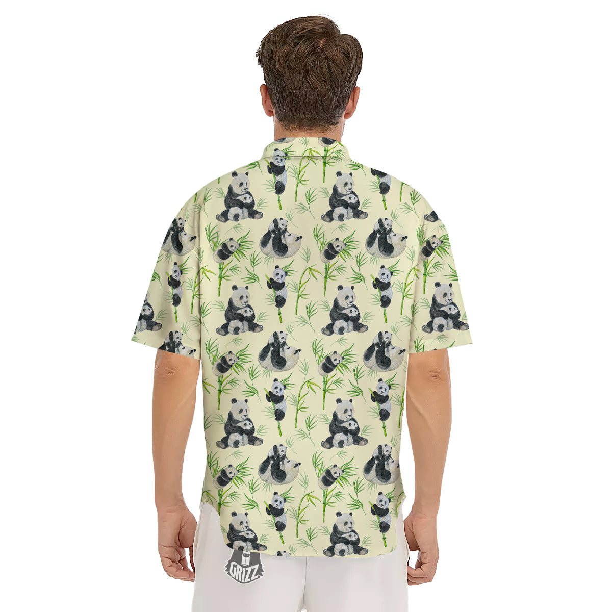 Panda Bamboo And Baby Print Pattern Men's Short Sleeve Shirts-grizzshop