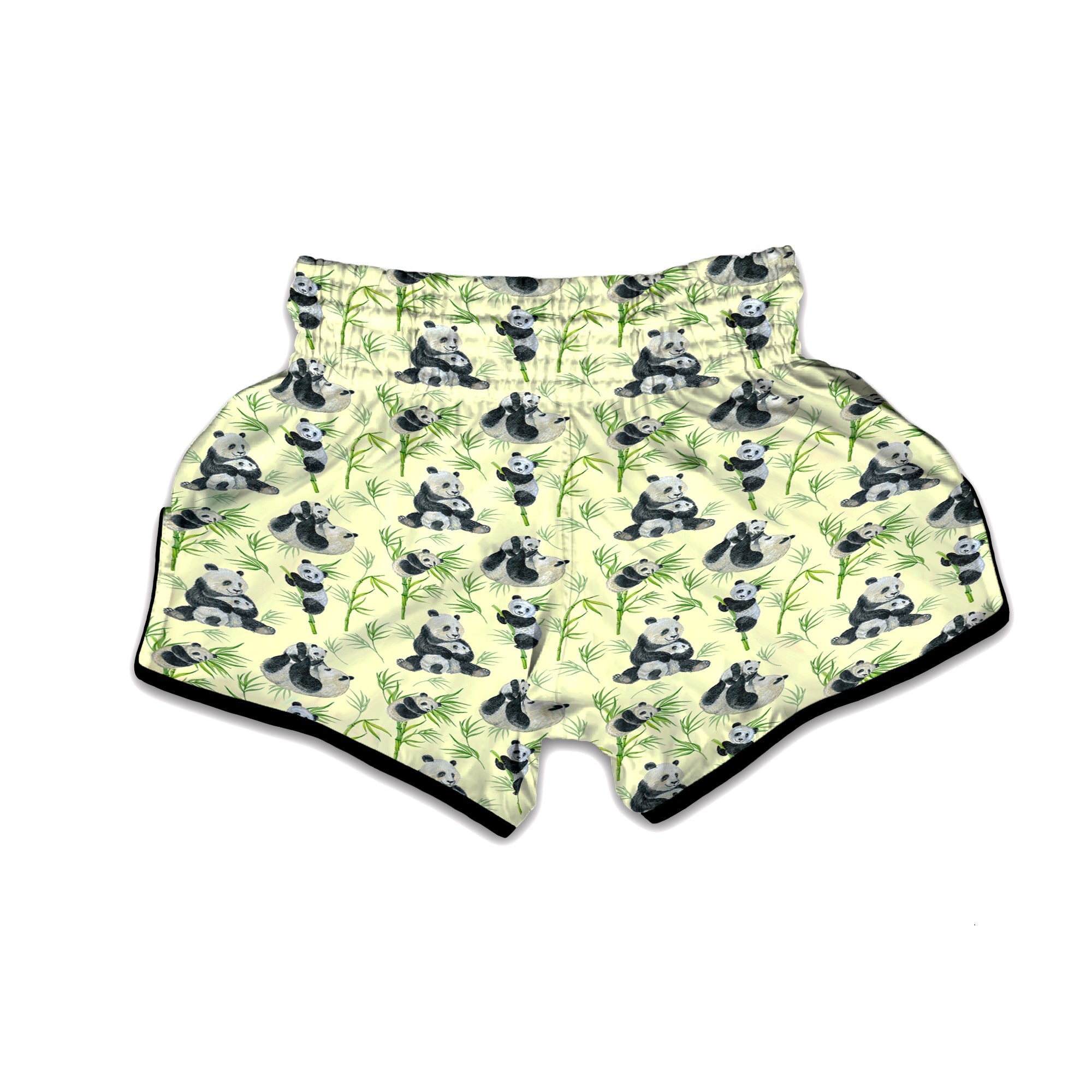 Panda Bamboo And Baby Print Pattern Muay Thai Boxing Shorts-grizzshop