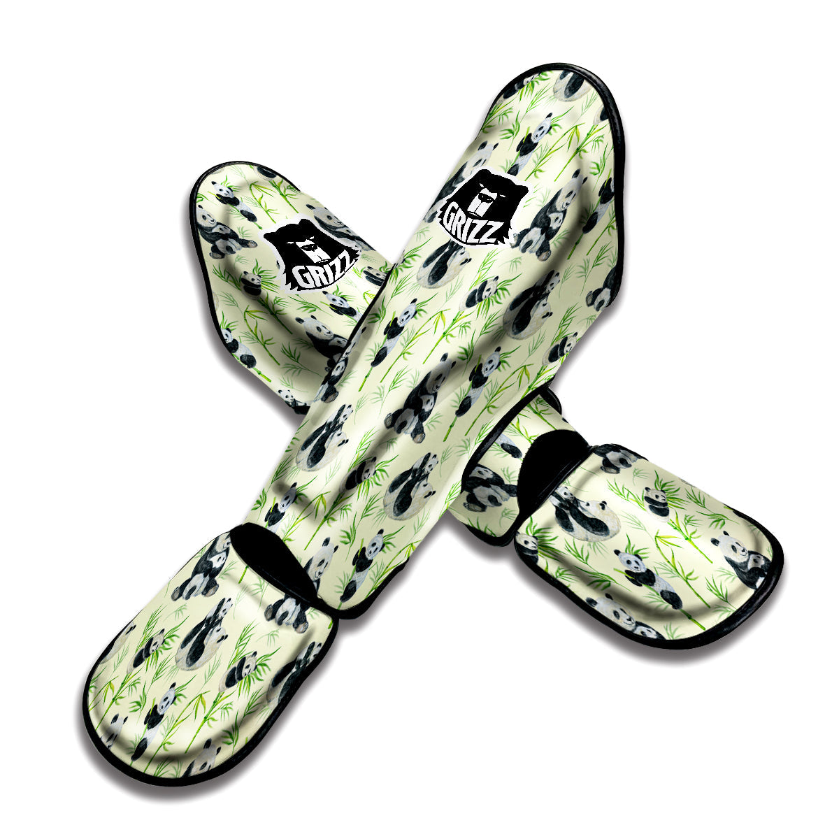 Panda Bamboo And Baby Print Pattern Muay Thai Shin Guards-grizzshop