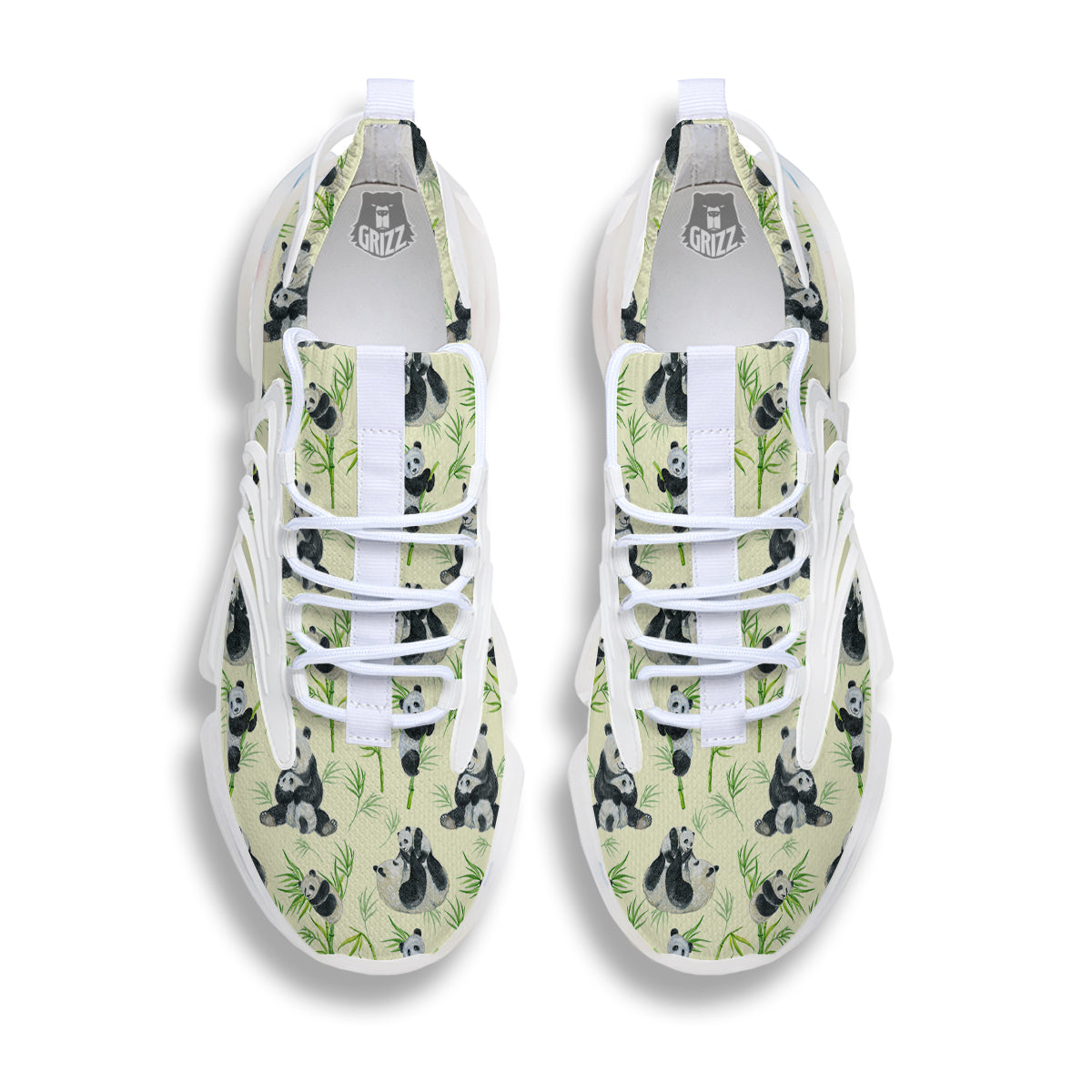 Panda Bamboo And Baby Print Pattern White Gym Shoes-grizzshop