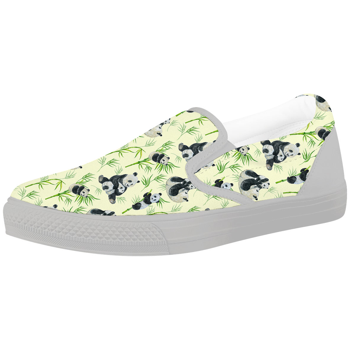 Panda Bamboo And Baby Print Pattern White Slip On Shoes-grizzshop