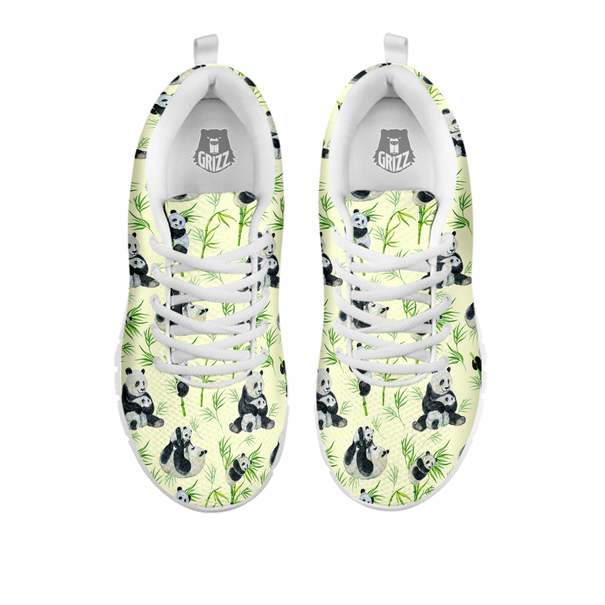 Panda Bamboo And Baby Print Pattern White Sneaker-grizzshop
