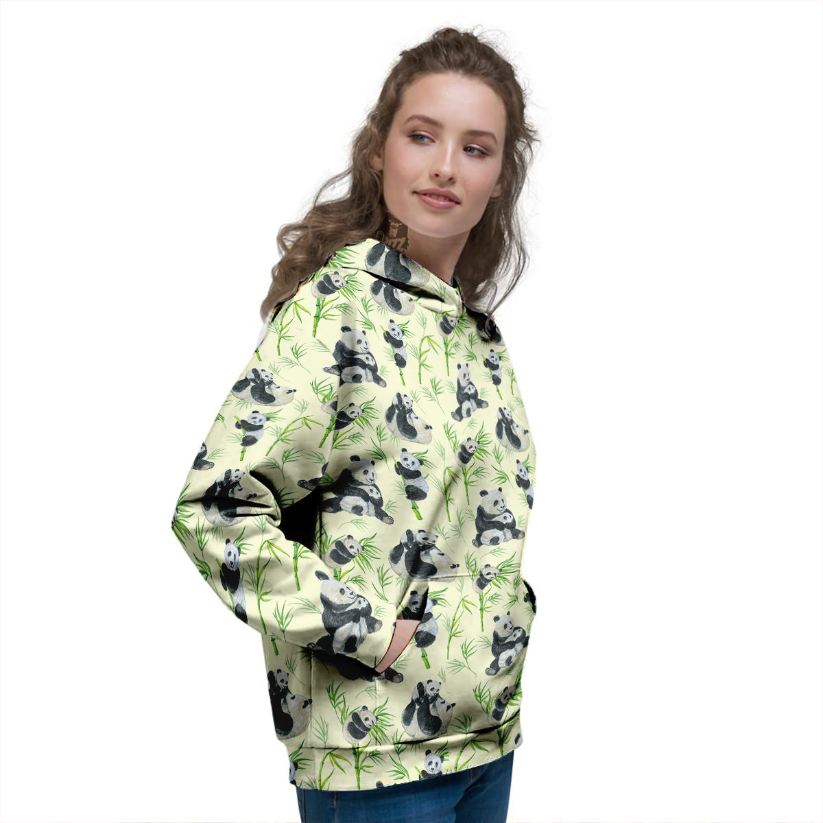 Panda Bamboo And Baby Print Pattern Women's Hoodie-grizzshop
