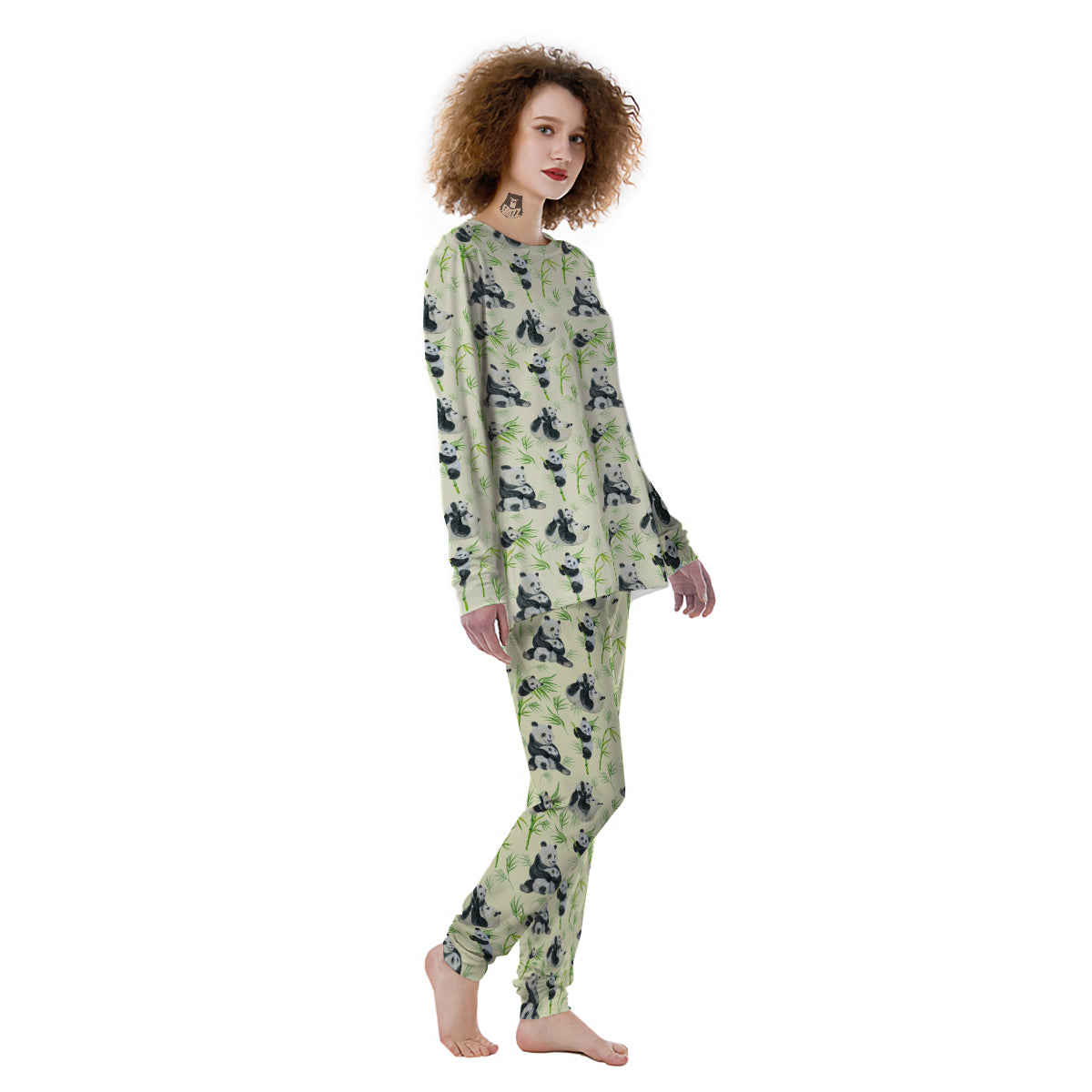 Panda Bamboo And Baby Print Pattern Women's Pajamas-grizzshop