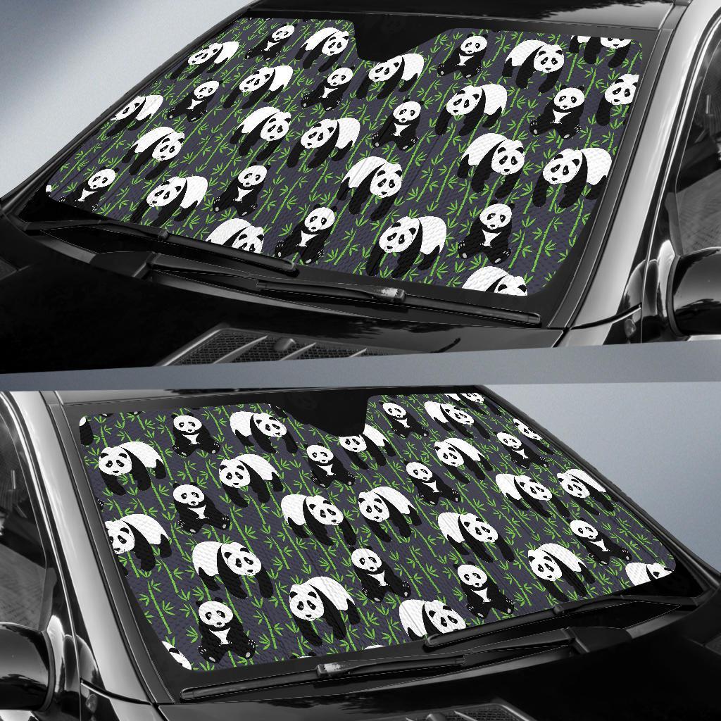 Panda Bamboo Pattern Print Car Sun Shade-grizzshop