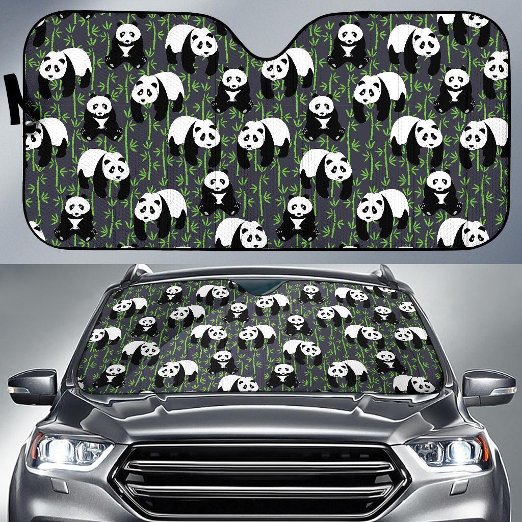 Panda Bamboo Pattern Print Car Sun Shade-grizzshop