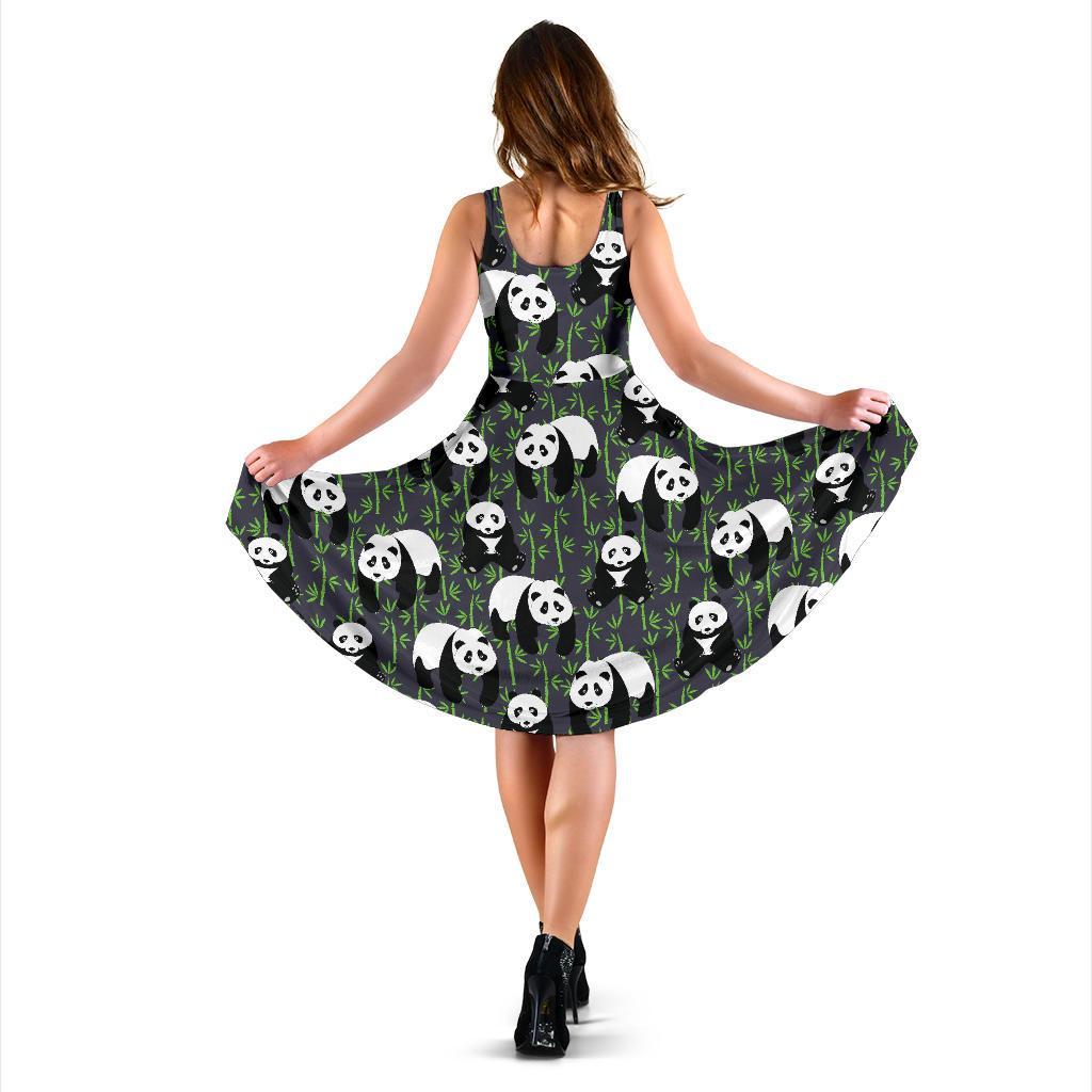 Panda Bamboo Pattern Print Dress-grizzshop
