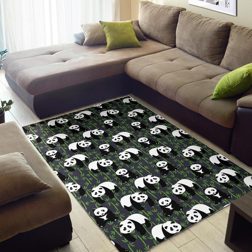 Panda Bamboo Pattern Print Floor Mat-grizzshop