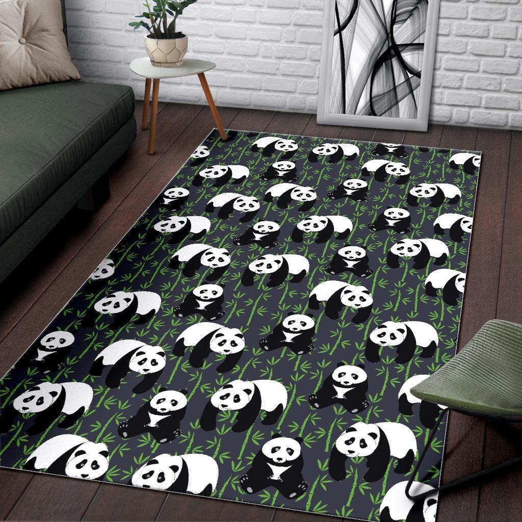 Panda Bamboo Pattern Print Floor Mat-grizzshop