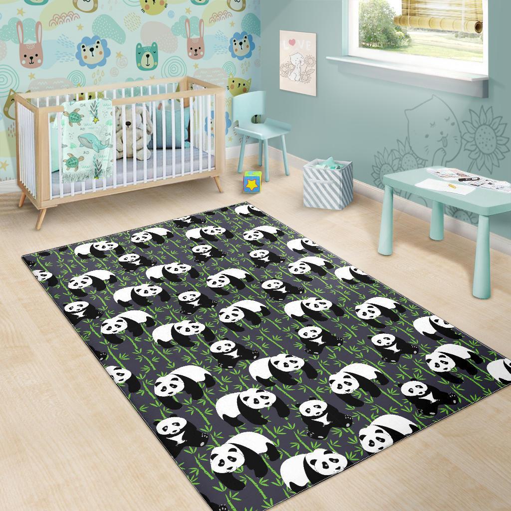 Panda Bamboo Pattern Print Floor Mat-grizzshop