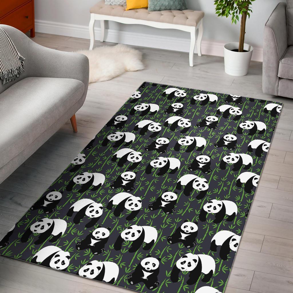 Panda Bamboo Pattern Print Floor Mat-grizzshop