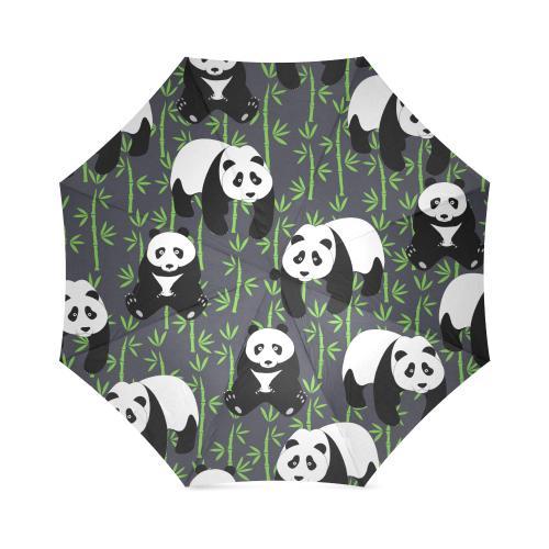 Panda Bamboo Pattern Print Foldable Umbrella-grizzshop