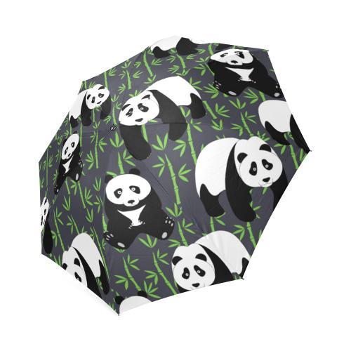 Panda Bamboo Pattern Print Foldable Umbrella-grizzshop