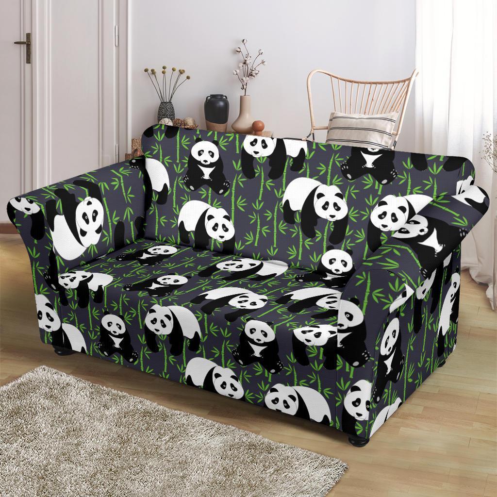 Panda Bamboo Pattern Print Loveseat Cover-grizzshop