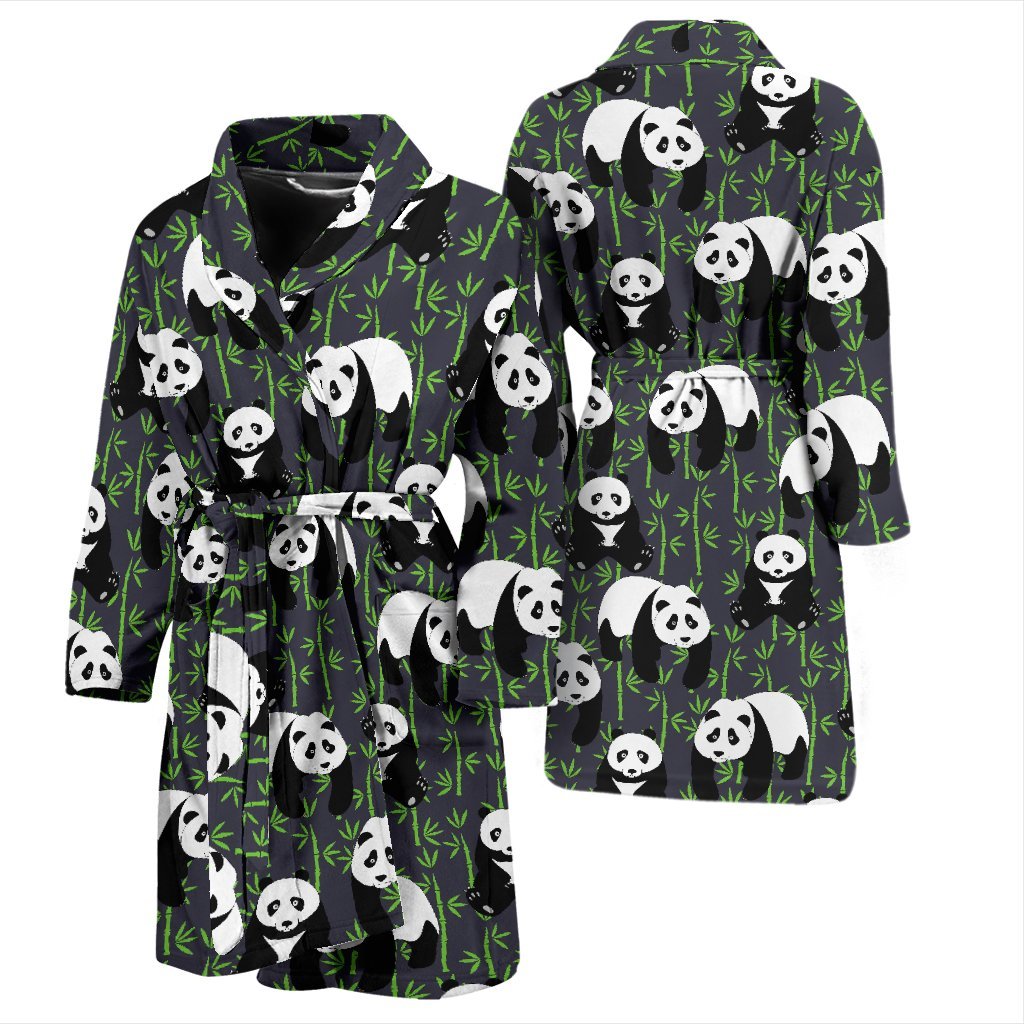 Panda Bamboo Pattern Print Men Long Robe-grizzshop
