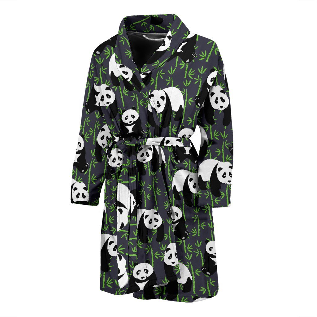 Panda Bamboo Pattern Print Men Long Robe-grizzshop