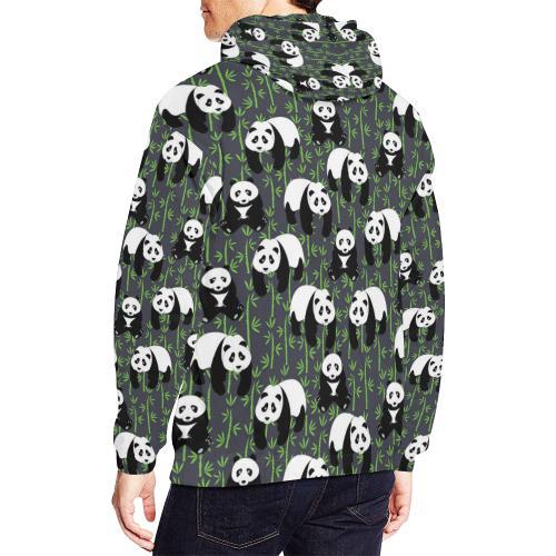 Panda Bamboo Pattern Print Men Pullover Hoodie-grizzshop