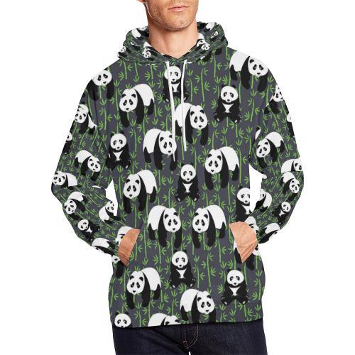 Panda Bamboo Pattern Print Men Pullover Hoodie-grizzshop