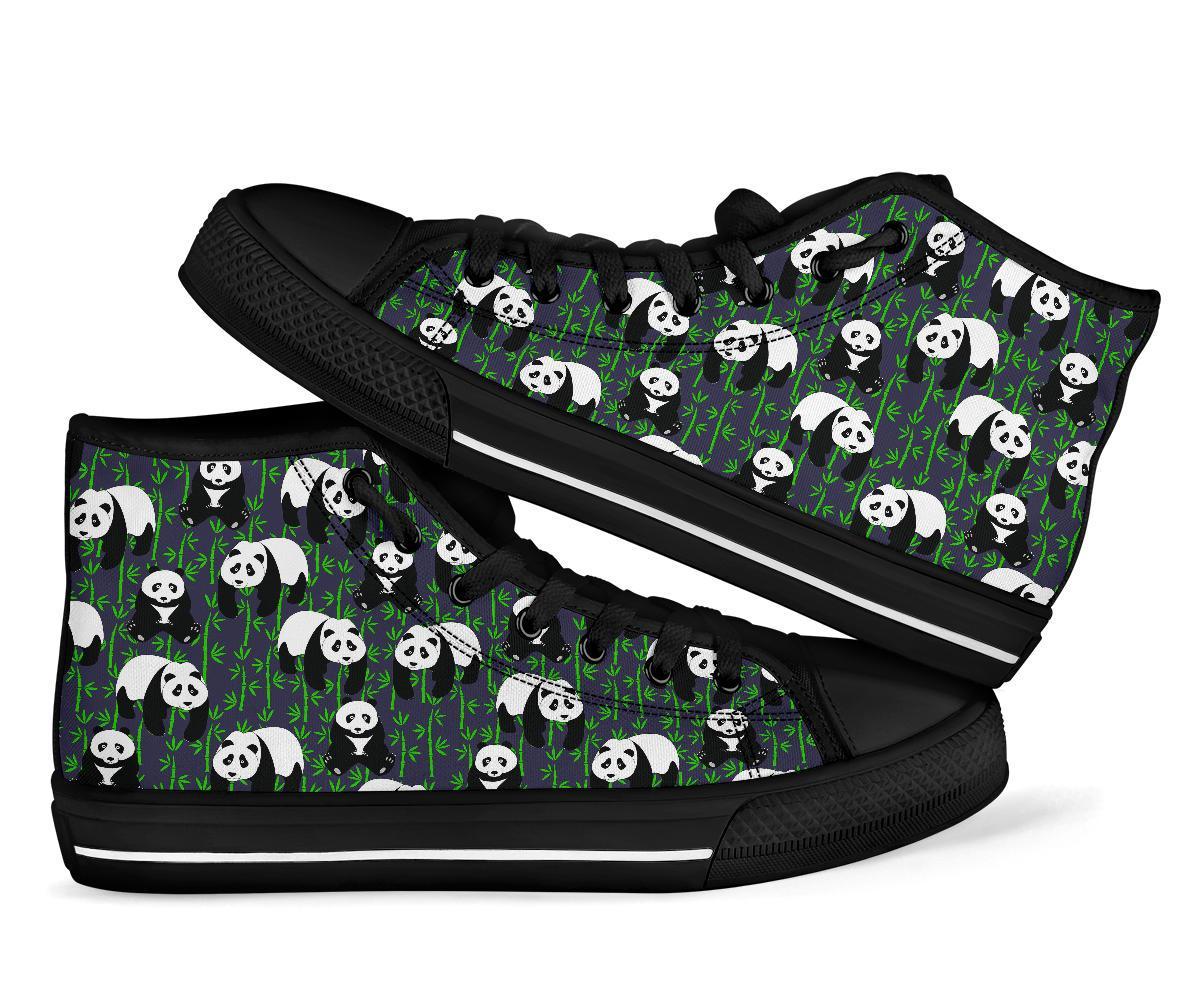 Panda Bamboo Pattern Print Men Women's High Top Shoes-grizzshop