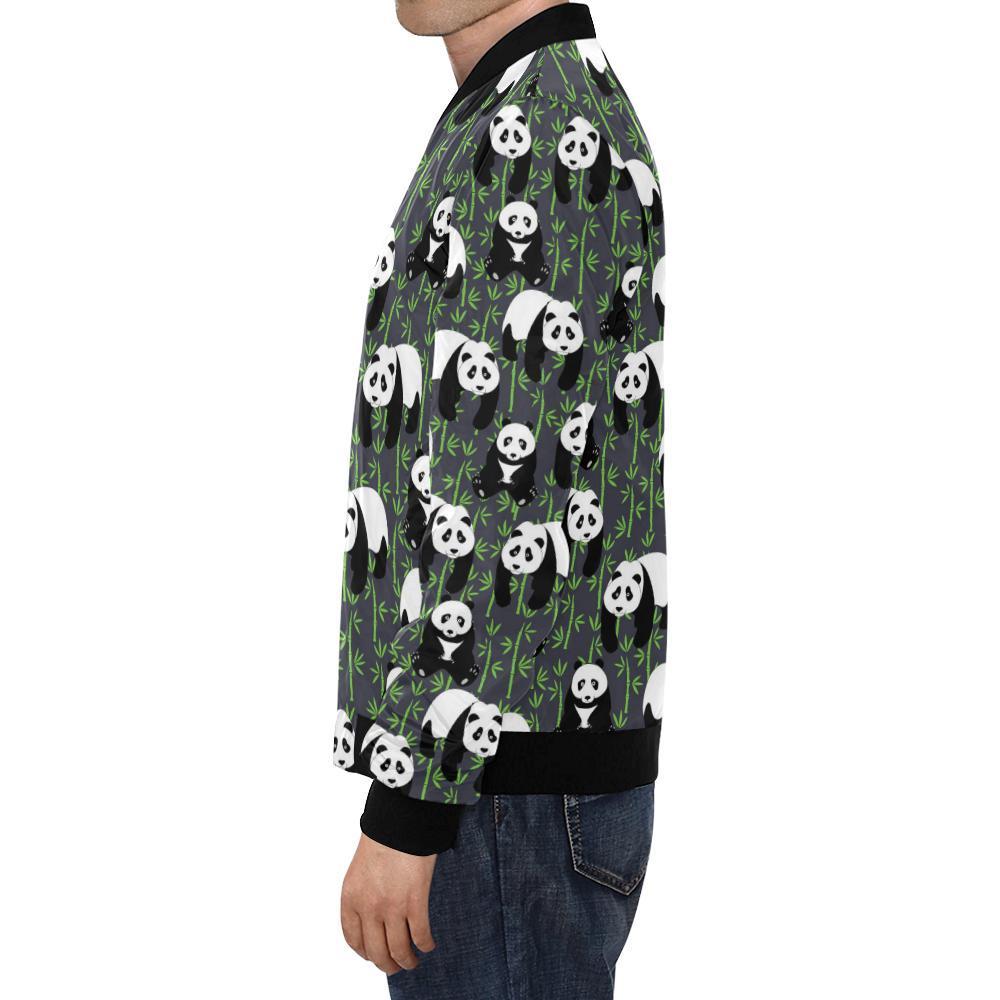 Panda Bamboo Pattern Print Men's Bomber Jacket-grizzshop