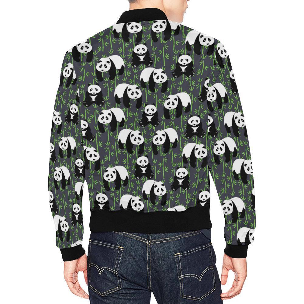 Panda Bamboo Pattern Print Men's Bomber Jacket-grizzshop