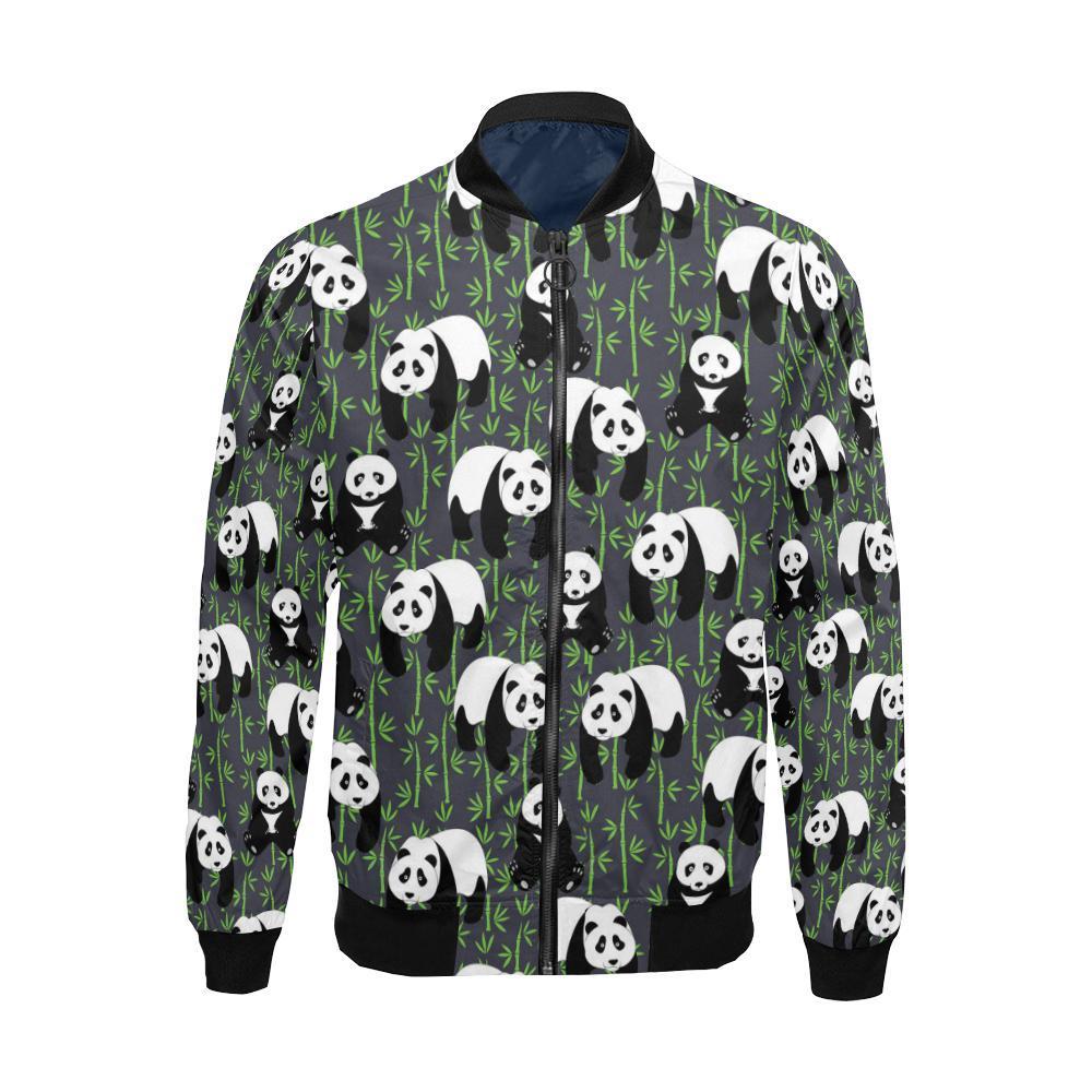 Panda Bamboo Pattern Print Men's Bomber Jacket-grizzshop