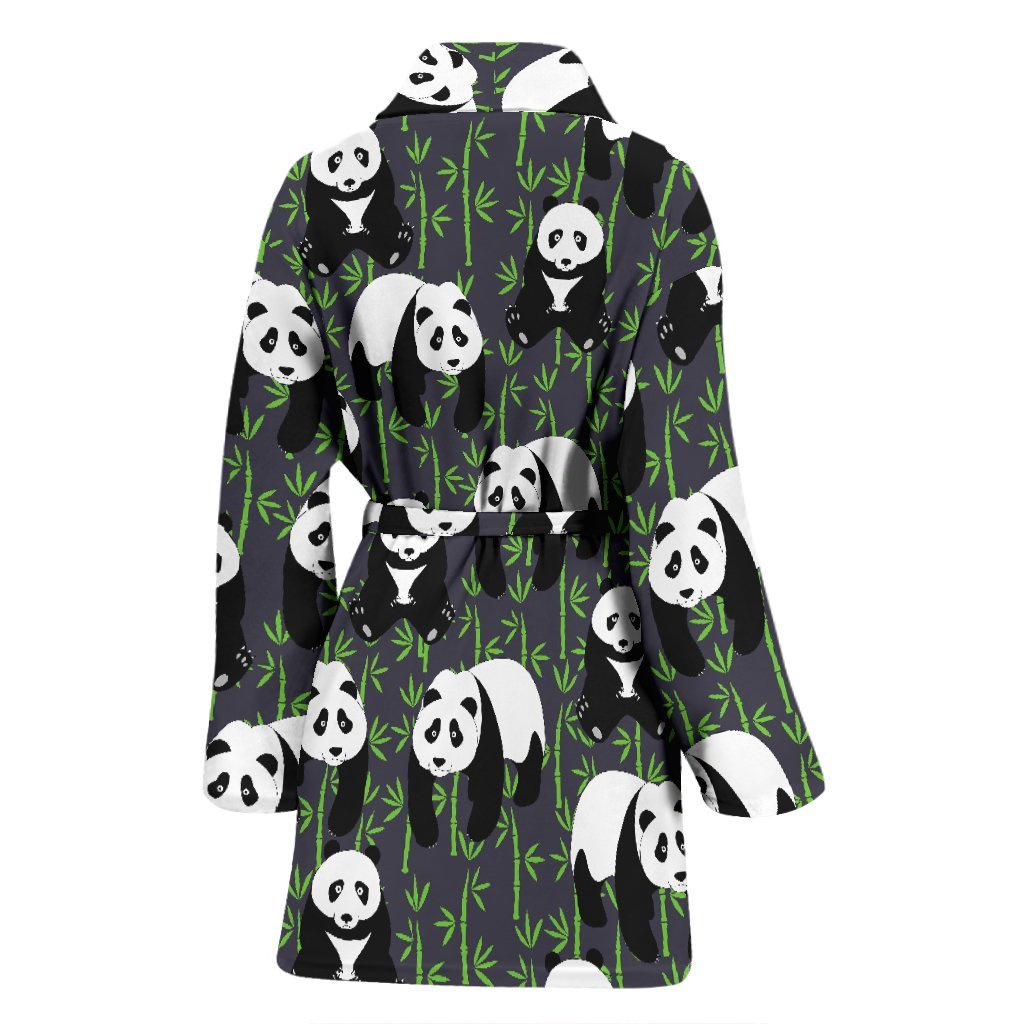 Panda Bamboo Pattern Print Women Long Robe-grizzshop