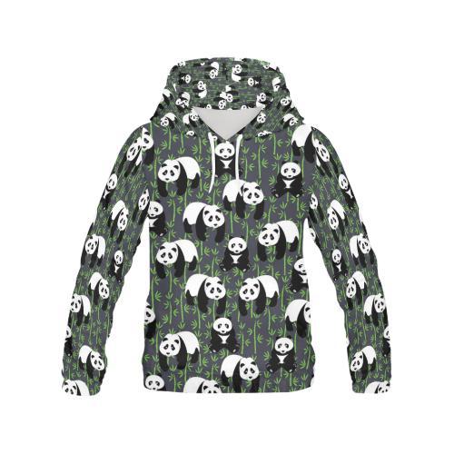 Panda Bamboo Pattern Print Women Pullover Hoodie-grizzshop