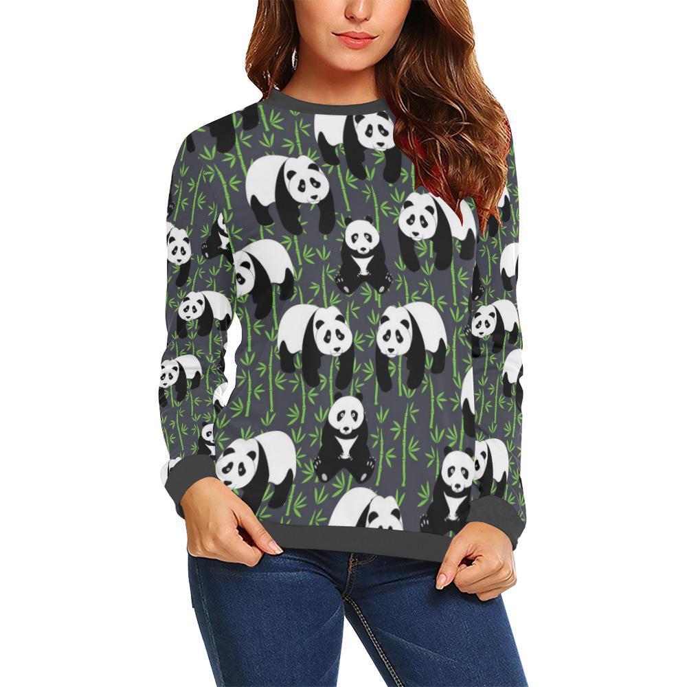 Panda Bamboo Pattern Print Women's Sweatshirt-grizzshop