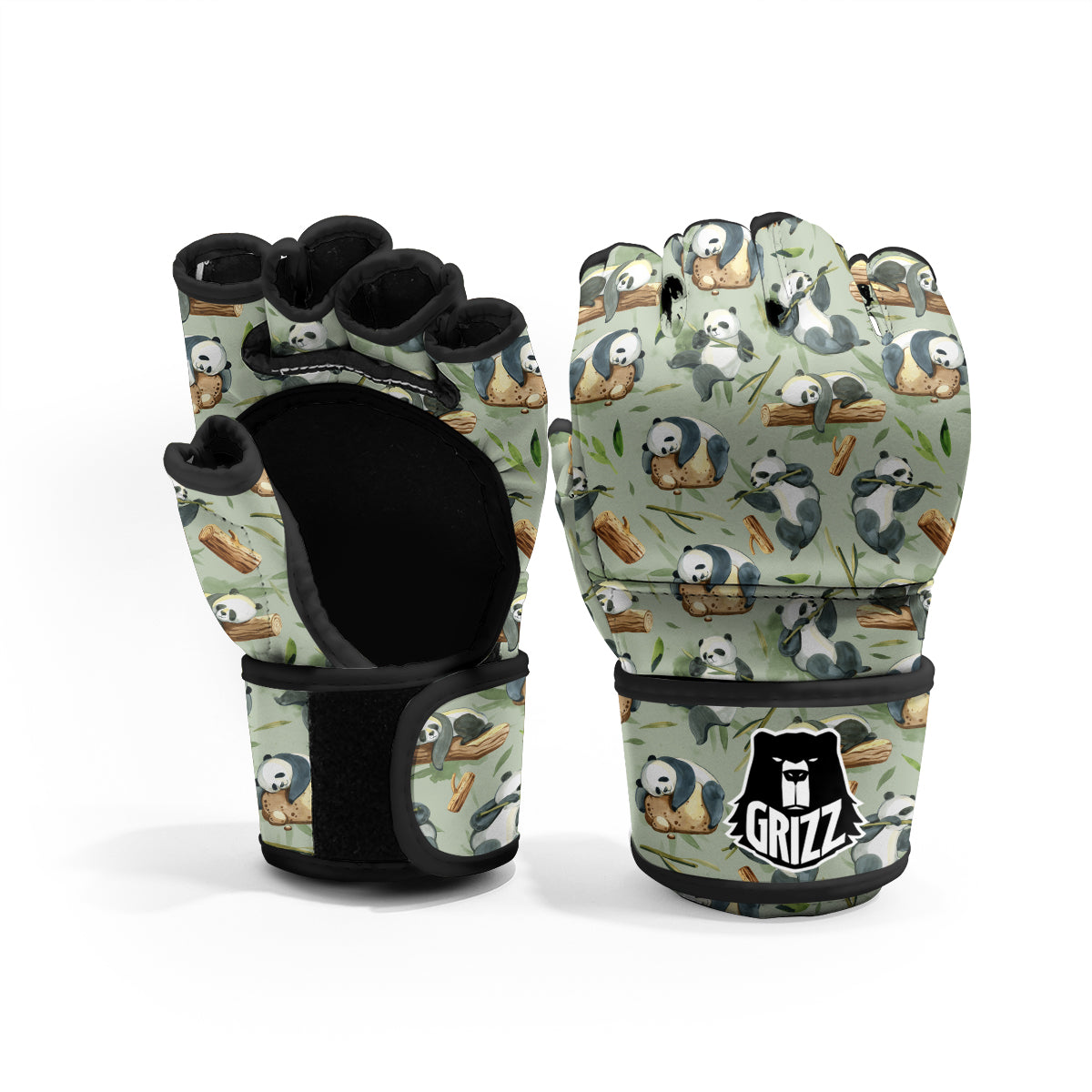 Panda Bear Watercolor Print Pattern MMA Gloves-grizzshop