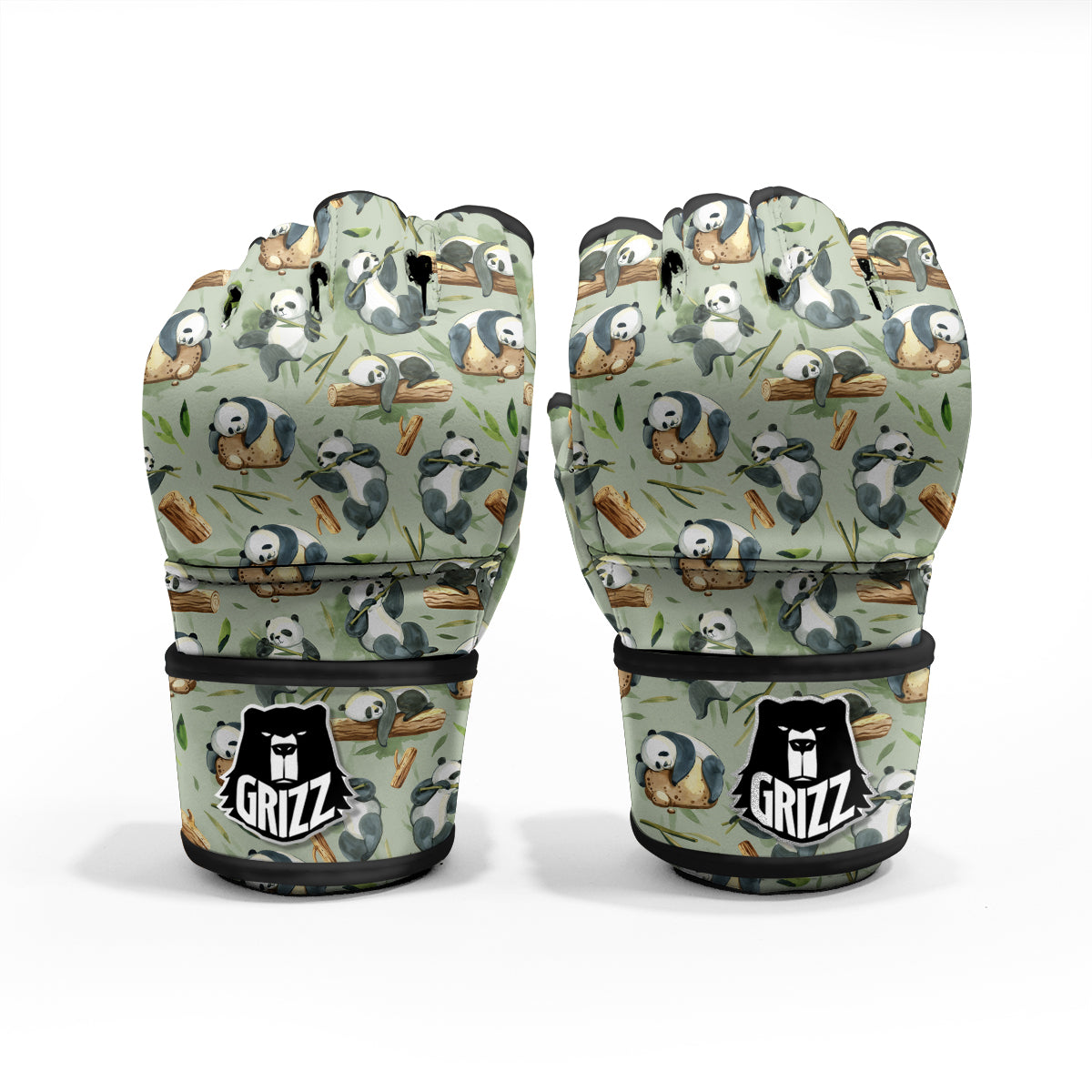Panda Bear Watercolor Print Pattern MMA Gloves-grizzshop