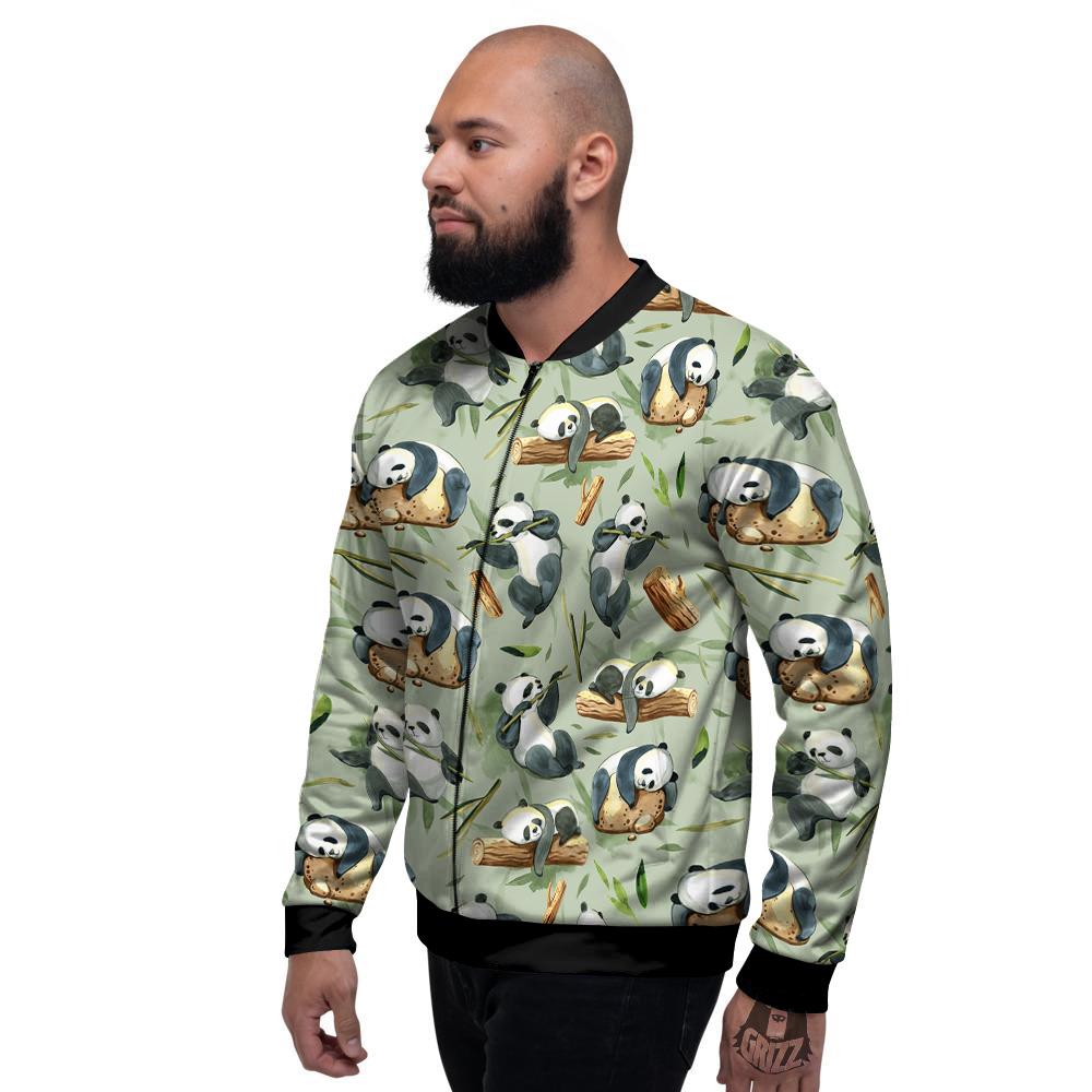 Panda Bear Watercolor Print Pattern Men's Bomber Jacket-grizzshop