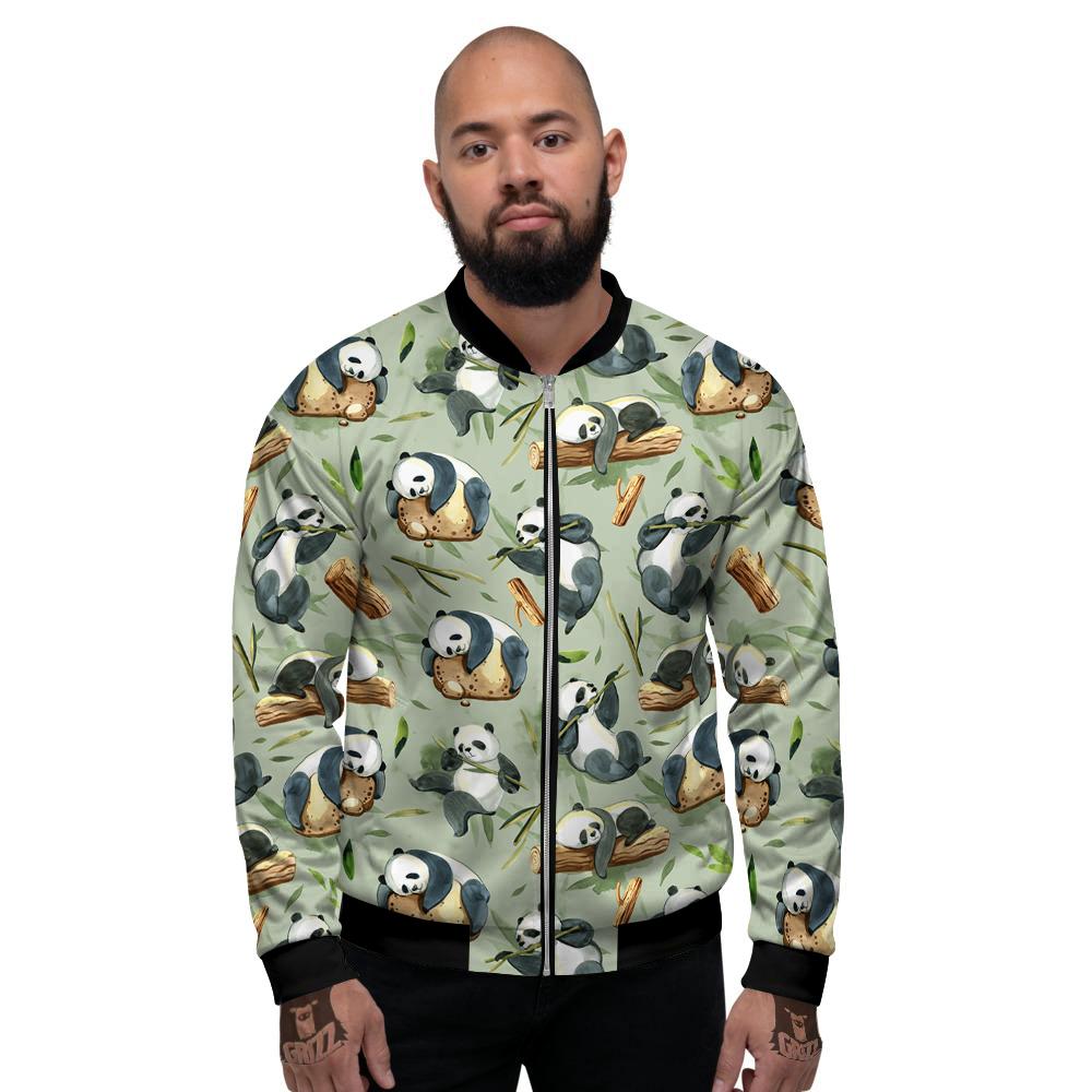 Panda Bear Watercolor Print Pattern Men's Bomber Jacket-grizzshop