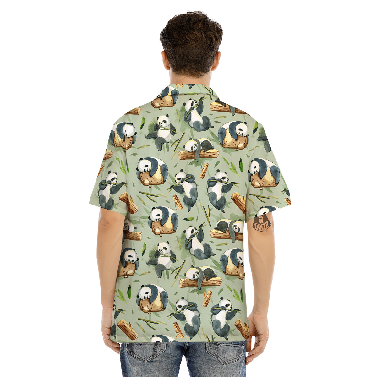 Panda Bear Watercolor Print Pattern Men's Hawaiian Shirt-grizzshop
