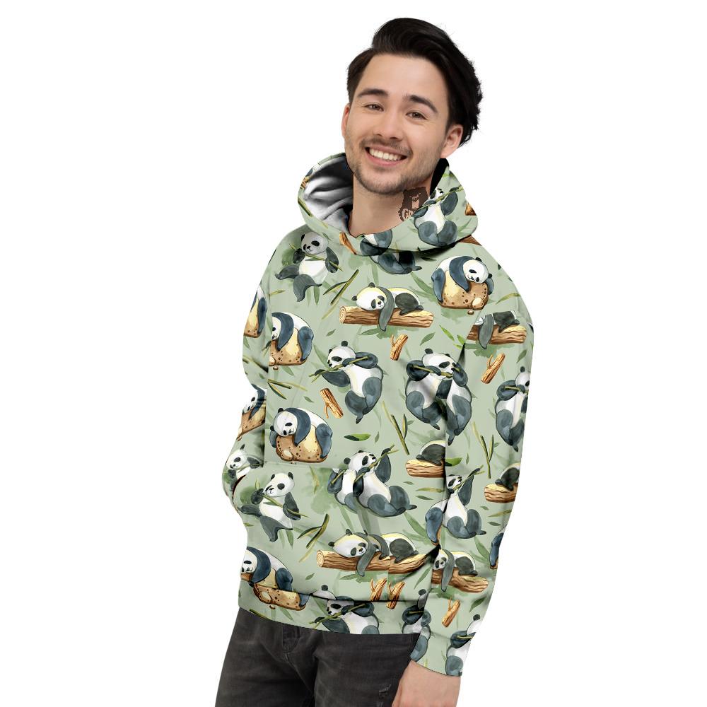 Panda Bear Watercolor Print Pattern Men's Hoodie-grizzshop