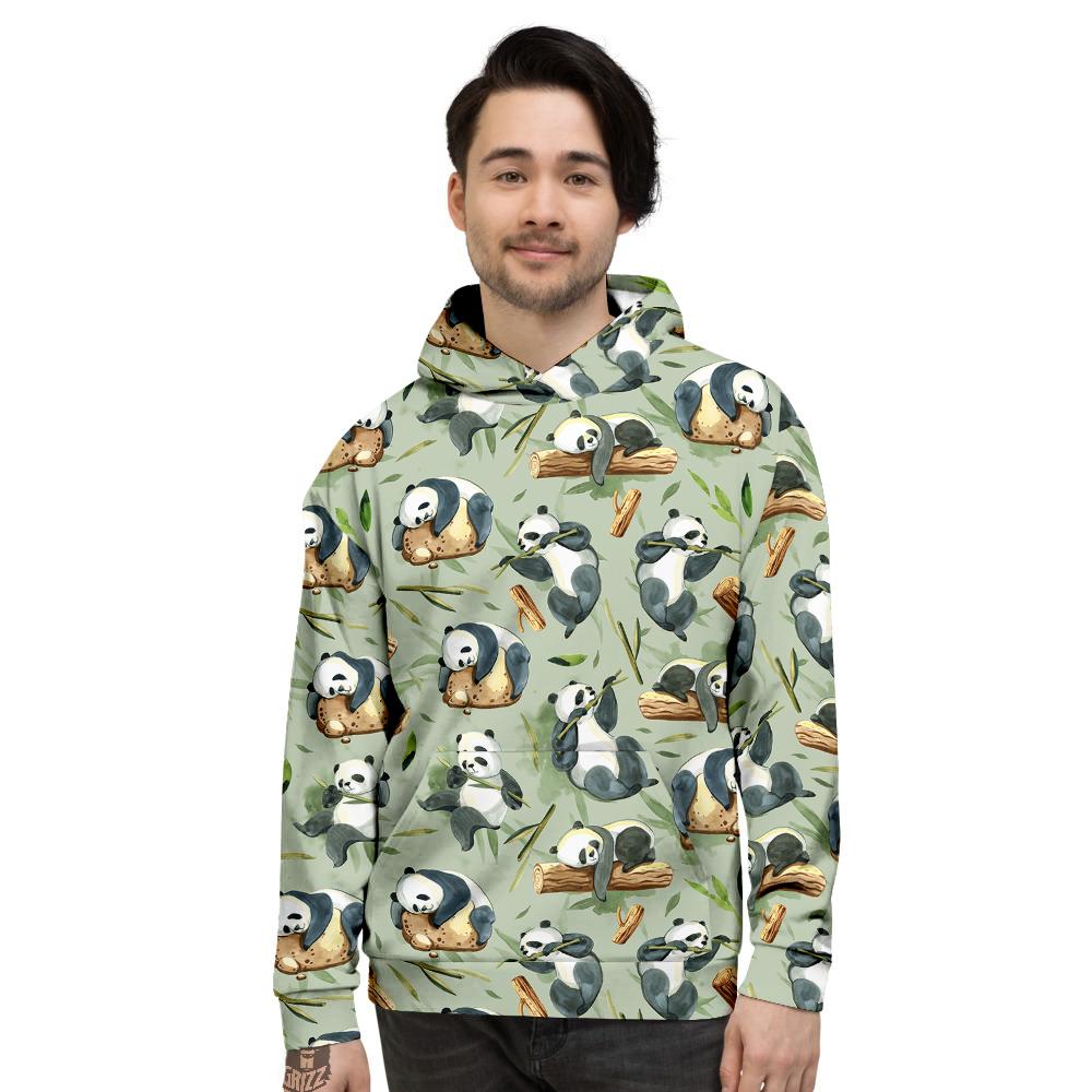 Panda Bear Watercolor Print Pattern Men's Hoodie-grizzshop