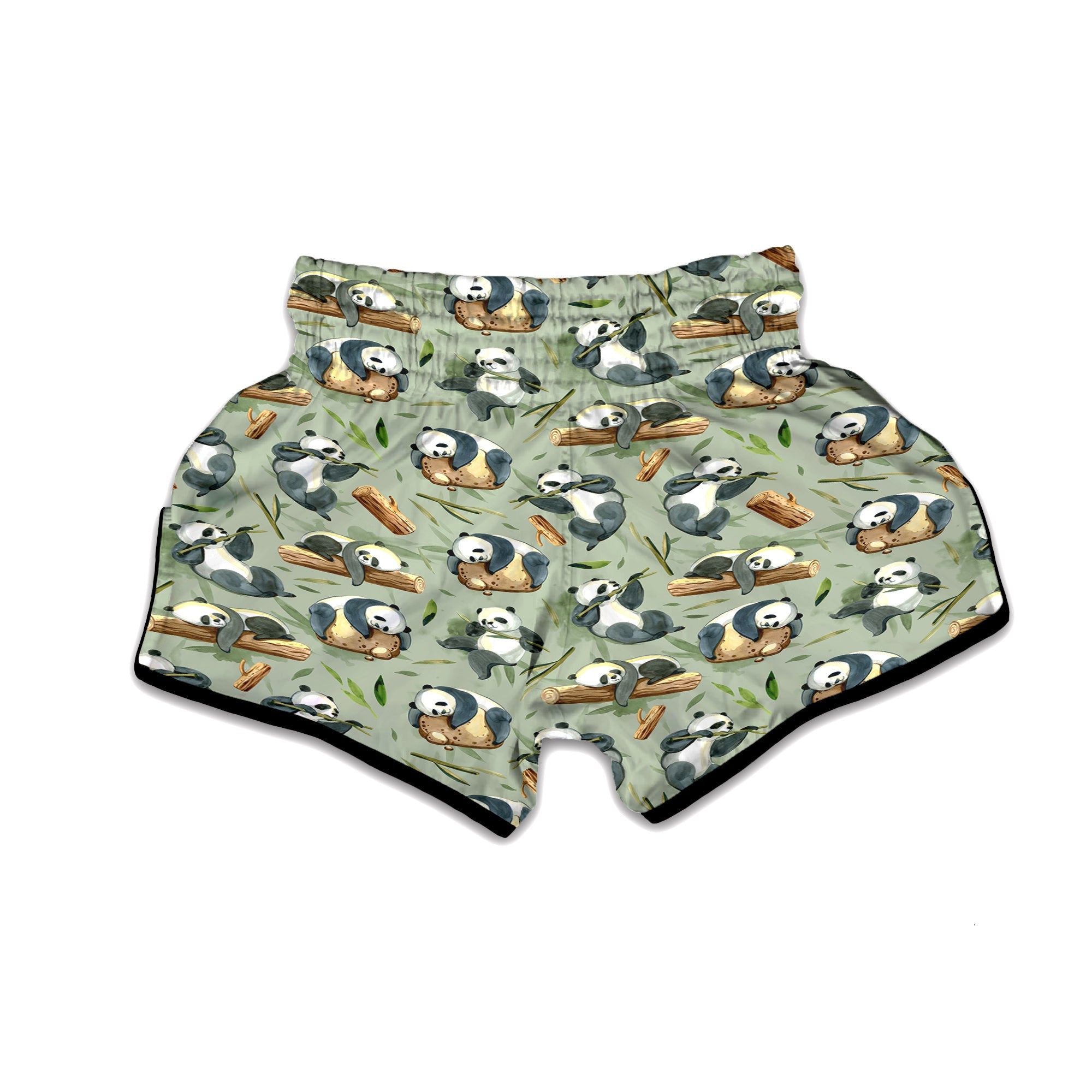 Panda Bear Watercolor Print Pattern Muay Thai Boxing Shorts-grizzshop