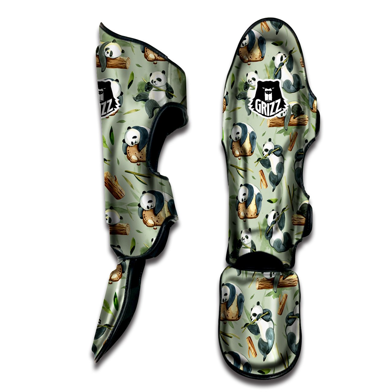 Panda Bear Watercolor Print Pattern Muay Thai Shin Guards-grizzshop
