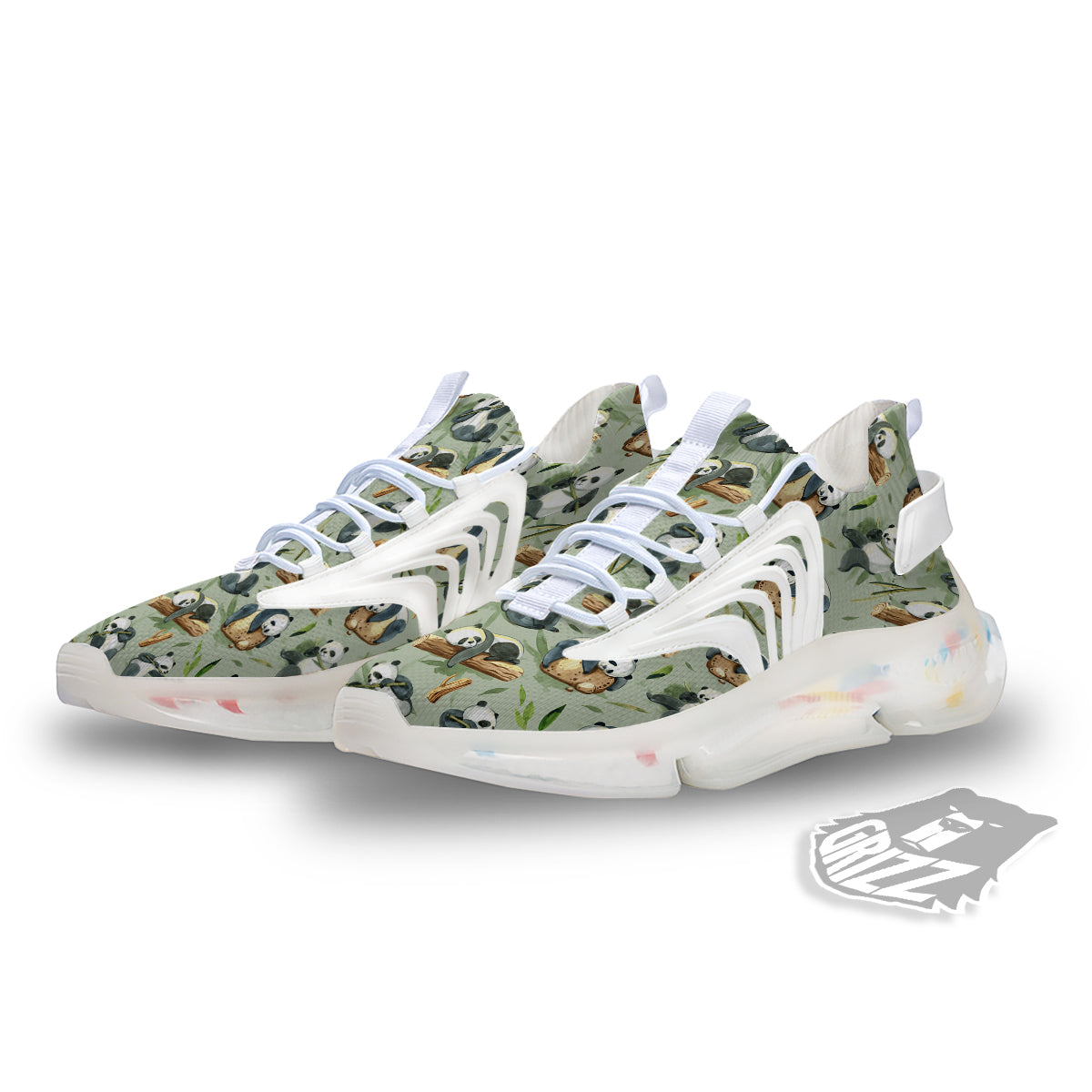 Panda Bear Watercolor Print Pattern White Gym Shoes-grizzshop