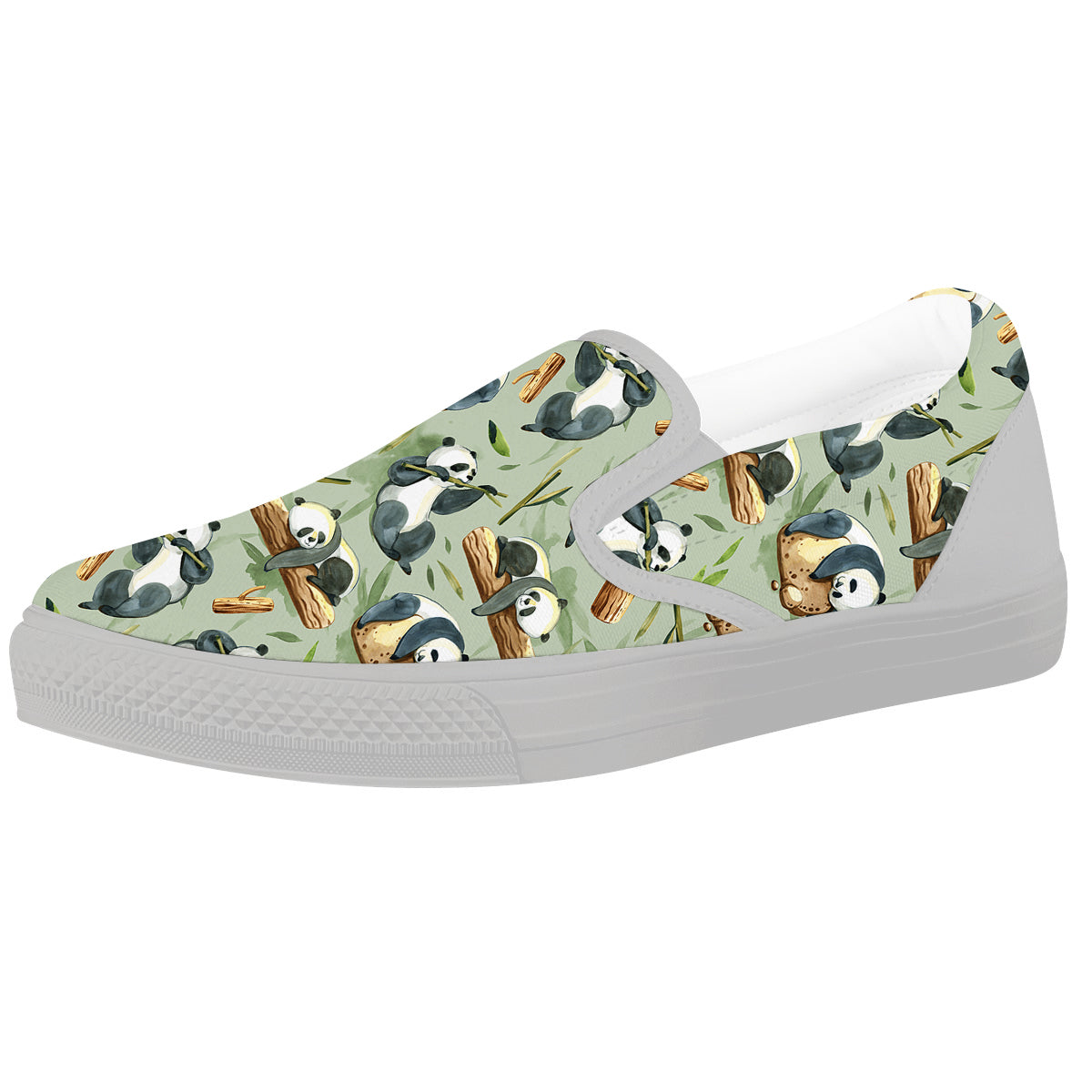 Panda Bear Watercolor Print Pattern White Slip On Shoes-grizzshop