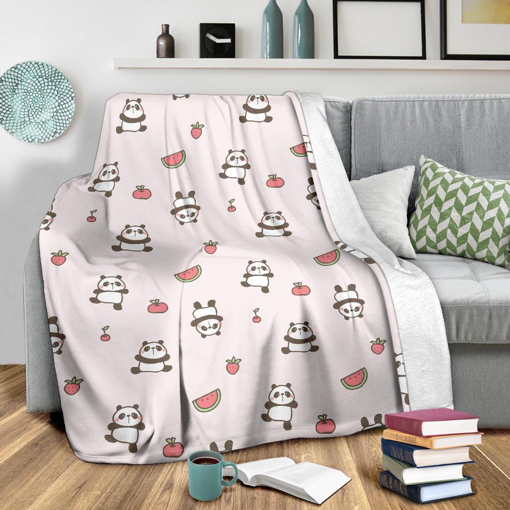 Panda Fruit Pattern Print Blanket-grizzshop