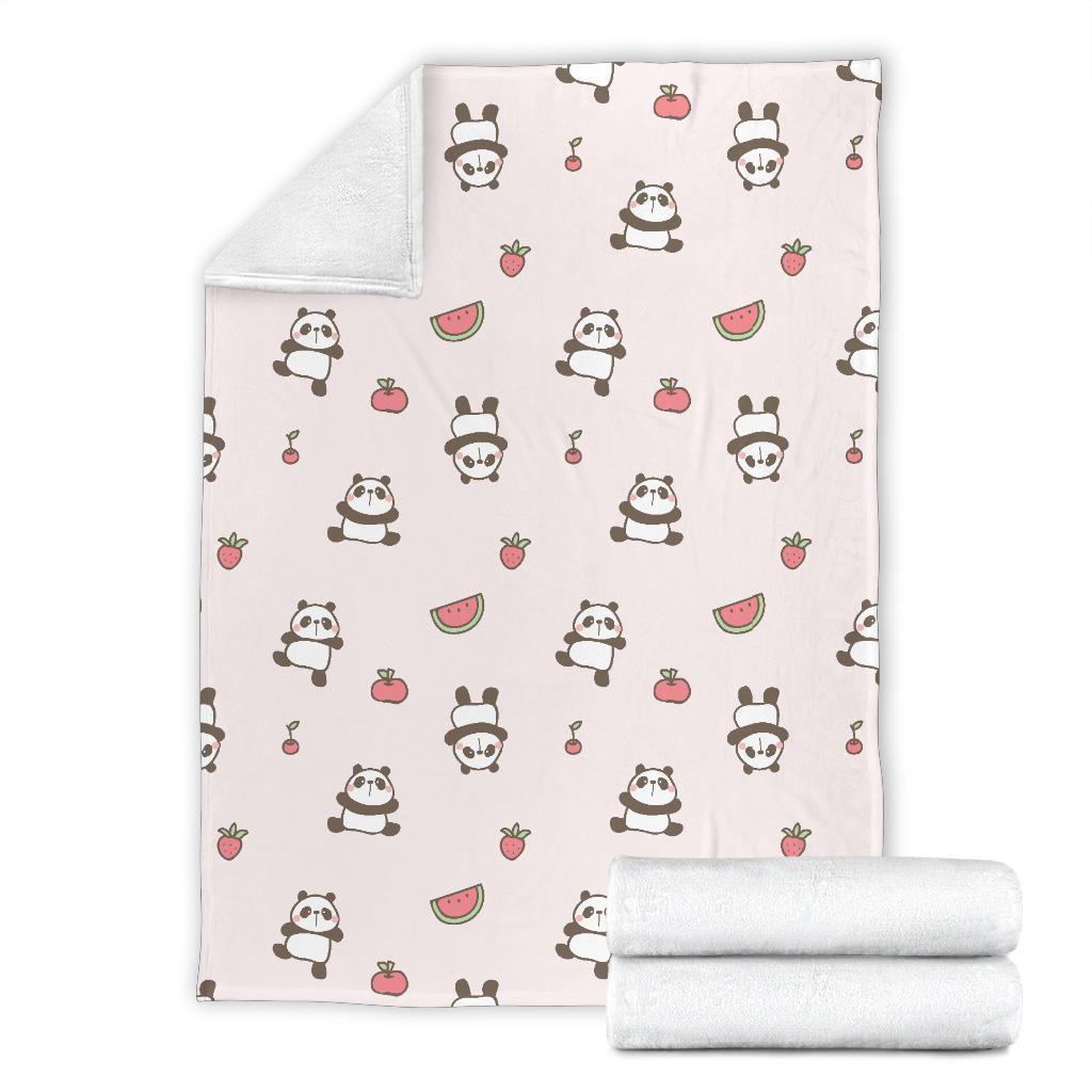 Panda Fruit Pattern Print Blanket-grizzshop