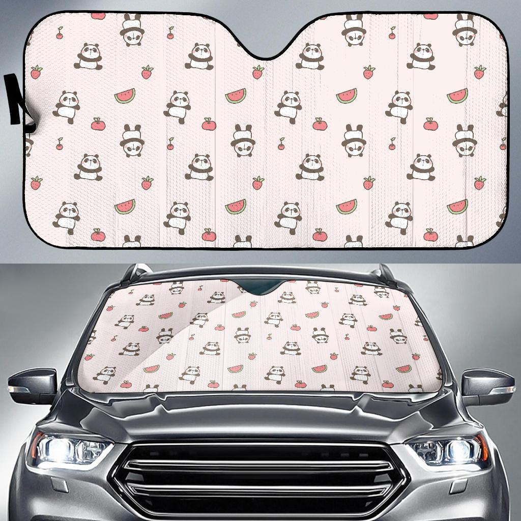 Panda Fruit Pattern Print Car Sun Shade-grizzshop