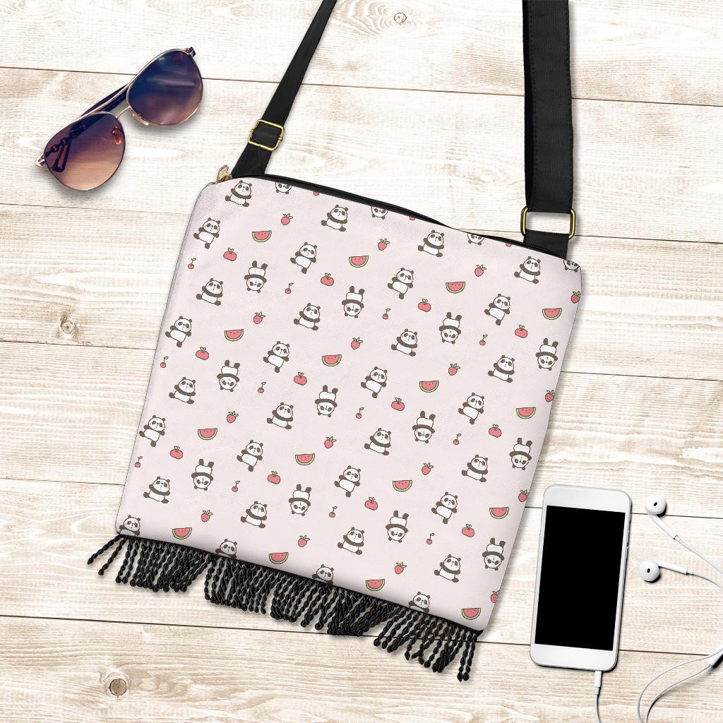 Panda Fruit Pattern Print Crossbody Bags-grizzshop