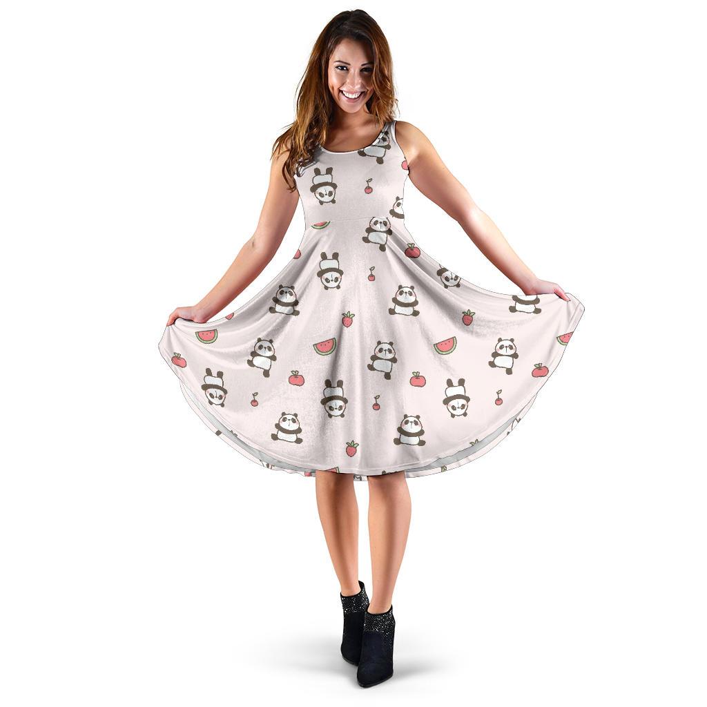 Panda Fruit Pattern Print Dress-grizzshop