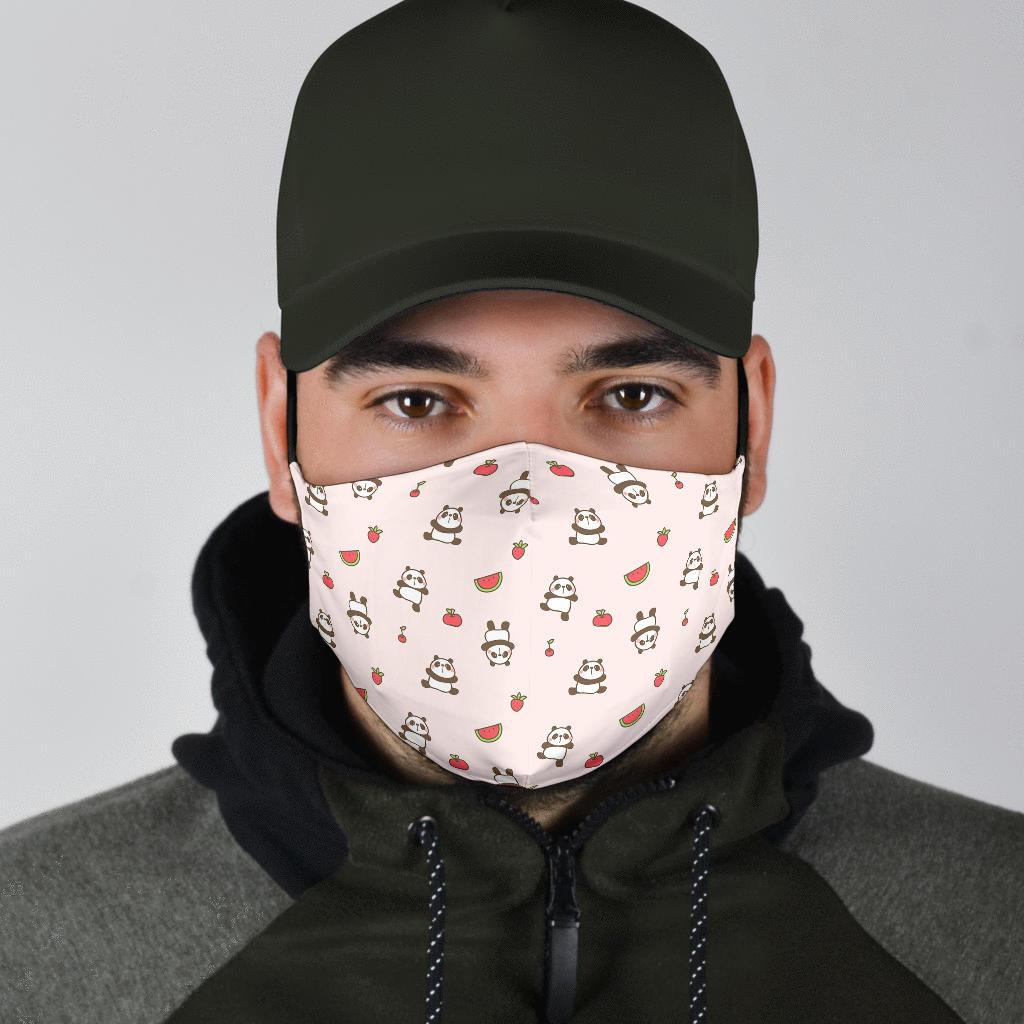 Panda Fruit Pattern Print Face Mask-grizzshop