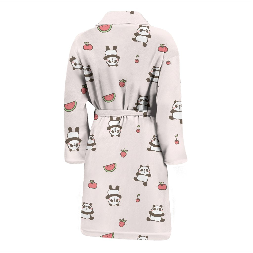 Panda Fruit Pattern Print Men Long Robe-grizzshop